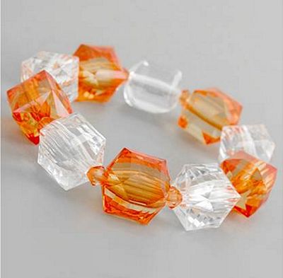 Bracelet Orange Acrylic Cubes Stretch